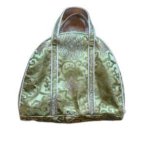 Chinese Style Handbag Domed Satchel Brocade Style Green Pink Cream